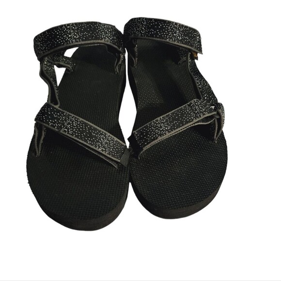 Teva Midform Universal Sandals Black Silver Metallic Sparkle Straps 10 - Picture 2 of 5